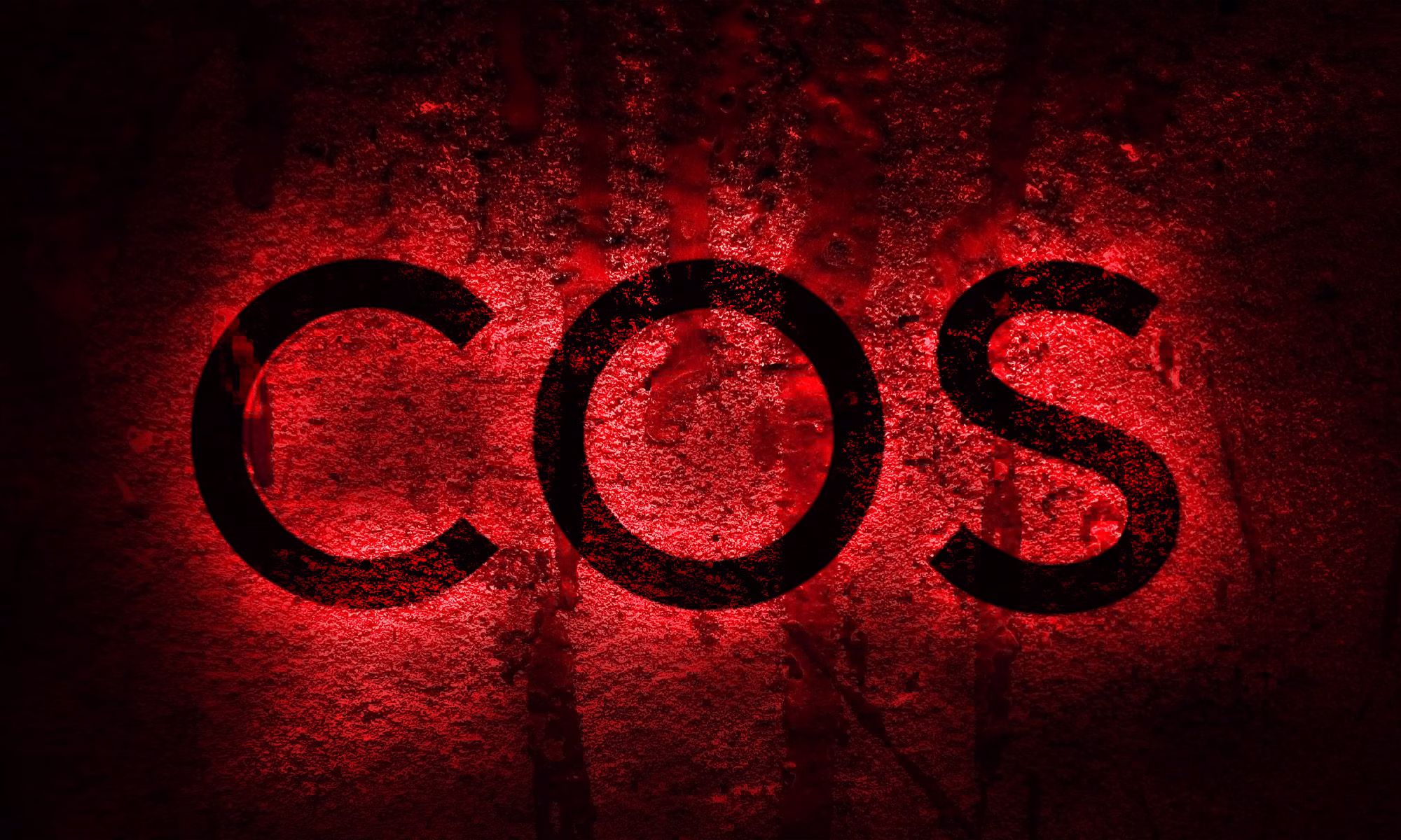 COS scam warning – red glowing COS logo on a dark cracked wall background symbolizing danger and fraud in Sri Lanka.